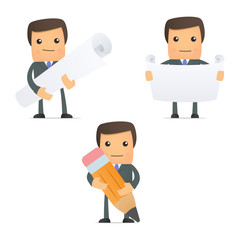 set of funny cartoon businessman