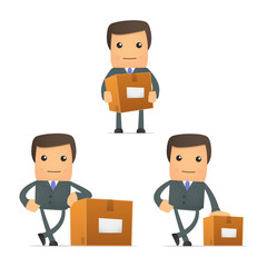 set of funny cartoon businessman