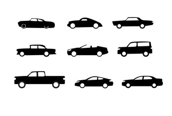 Car silhouettes isolated on white