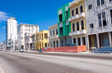 Urban view of Havana with colorful buildings along the Malecon