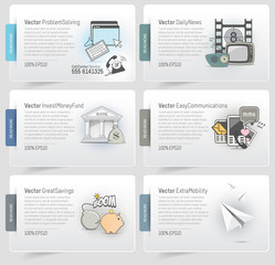 Business web boxes with icons