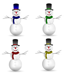 Set of snowmans on white