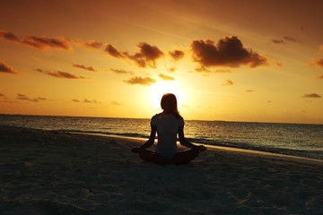 sunset yoga woman