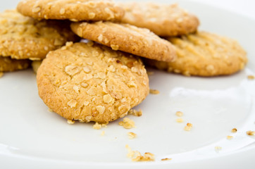 Oaty Biscuits on White Plate