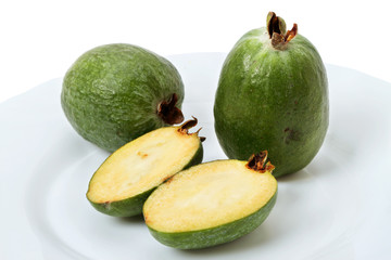 Feijoa on white plate