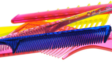 Set multi-coloured transparent combs