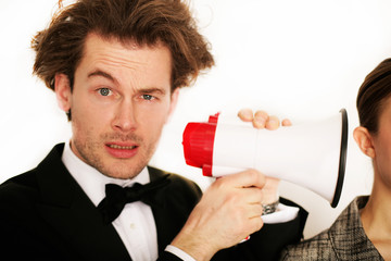 Pärchen mit Megaphone
