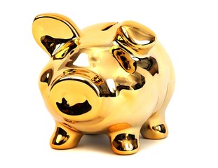 golden glänzendes Sparschwein