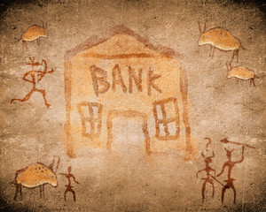 prehistoric cave painting with bank