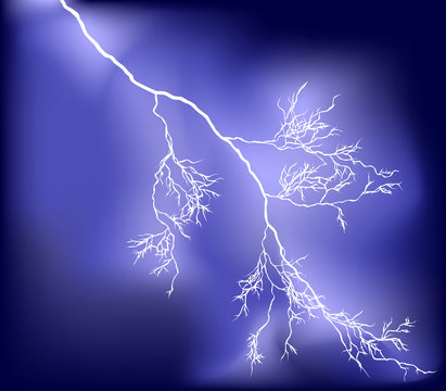 bright lightning in dark sky illustration