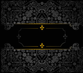 grey floral decoration with golden frame