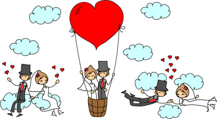 свадебная фотография, жених и невеста в любви, вектор