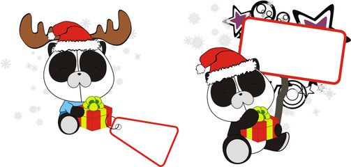 panda bear baby cartoon xmas sticker
