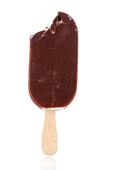 One chocolate vanilla ice cream isolated on white