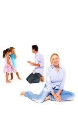 Naklejka premium family with two children