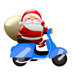Santa riding a scooter