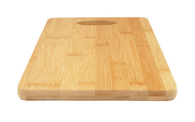 Bamboo chopping board isolated on white