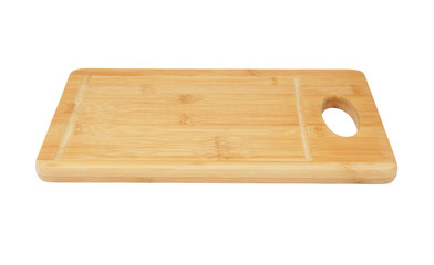 Bamboo chopping board isolated on white