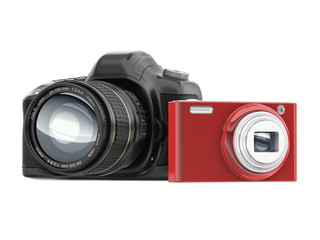 Compact and SLR camera isolated