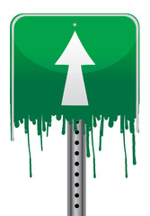 Melting green street sign illustration design