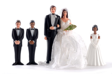 Figurine bride and groom with family