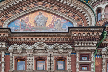 Fototapeta na wymiar Church of the Savior on Spilled Blood facade (St. Petersburg)