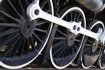 Obraz premium White wall Train wheels
