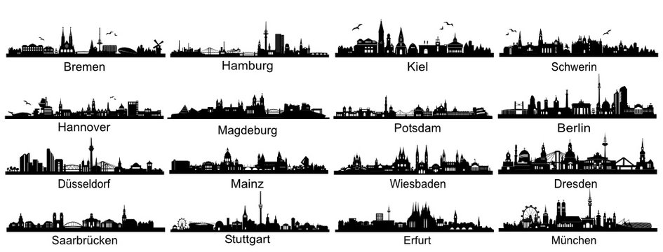 Silhouetten deutscher Hauptst&auml;dte
