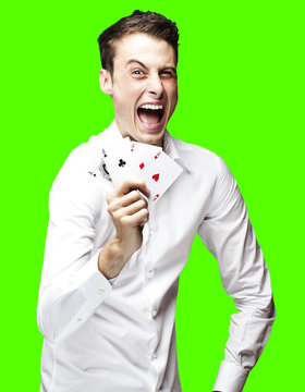 lucky man over removable chroma key background