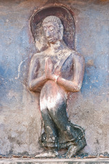 Fototapeta na wymiar Buddha sculpture Disciples from Wat Mahathat temple, Sukhothai.