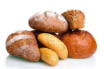 delicious rye breads isolated on white