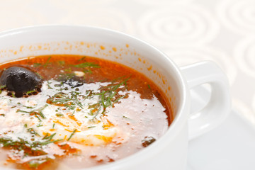 meat soup with lemon