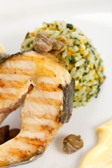 fish steak with rice