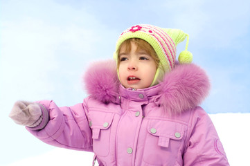 portrait happy little girl winter