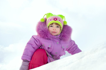 portrait happy little girl winter