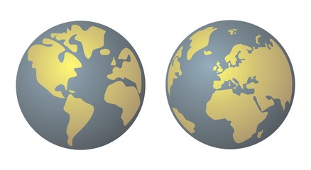 Planet Earth in yellow and denim vector isolated