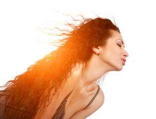Fototapeta premium sun light in woman hair
