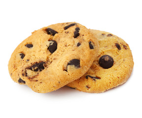 Chocolate chip cookie isolated