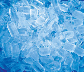 Background of blue ice cubes