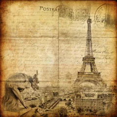 Fotobehang vintage brief - Parijs © Freesurf