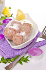 Osterfrühstück mit polnischer weißwurst