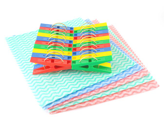 Color clothes-pegs on the color napkins