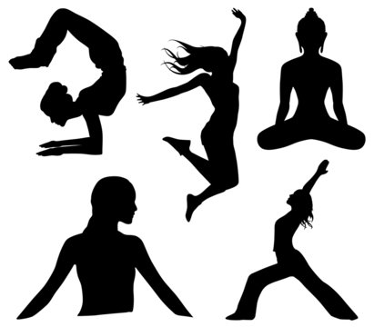 Vektor Set YOGA - Silhouetten
