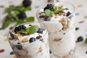 Yogurt with berries and granola