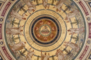 Fototapeta na wymiar Paris - cupola of Saint Francois Xavier church - apostle