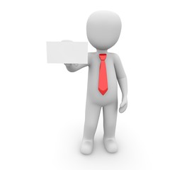 3D Geschäftsmann mit Visitenkarte