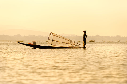 Fisherman in inle lake, Myanmar.
