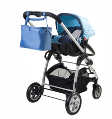 A modern baby-buggyisolated against a white background