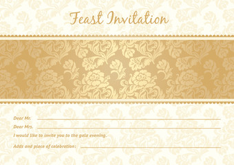 Flower background with lace, seamless, gold
