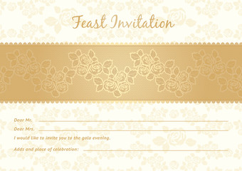 Roses background with lace, gold